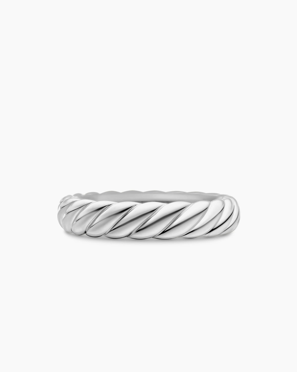 Sculpted Cable Band Ring in 18K White Gold, 4.6mm