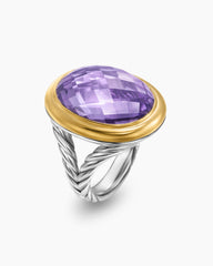 Albion® Oval Ring in Sterling Silver with 18K Yellow Gold and Amethyst, 21mm