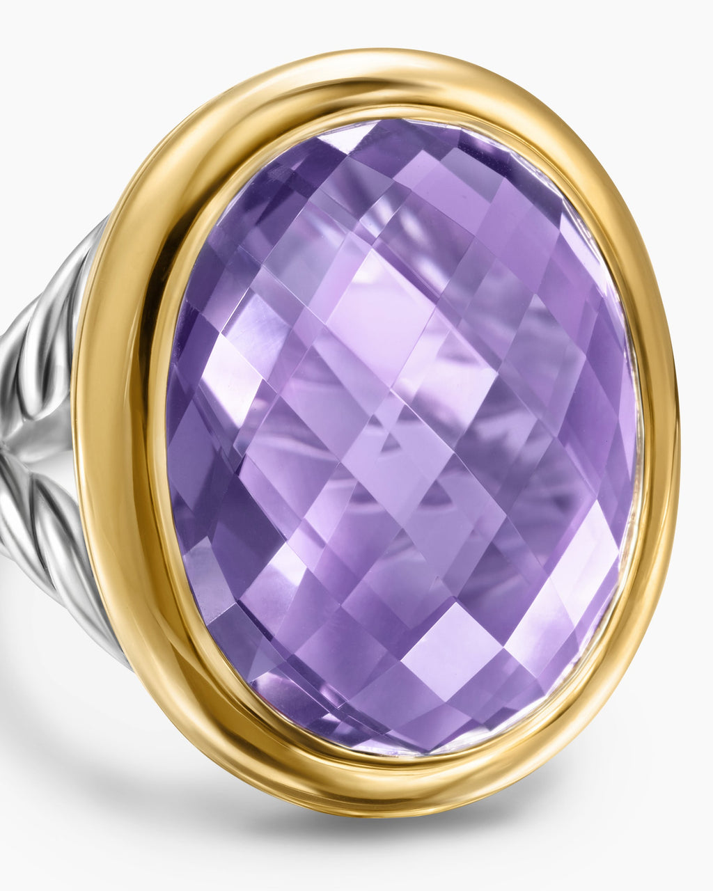 Albion® Oval Ring in Sterling Silver with 18K Yellow Gold and Amethyst, 21mm