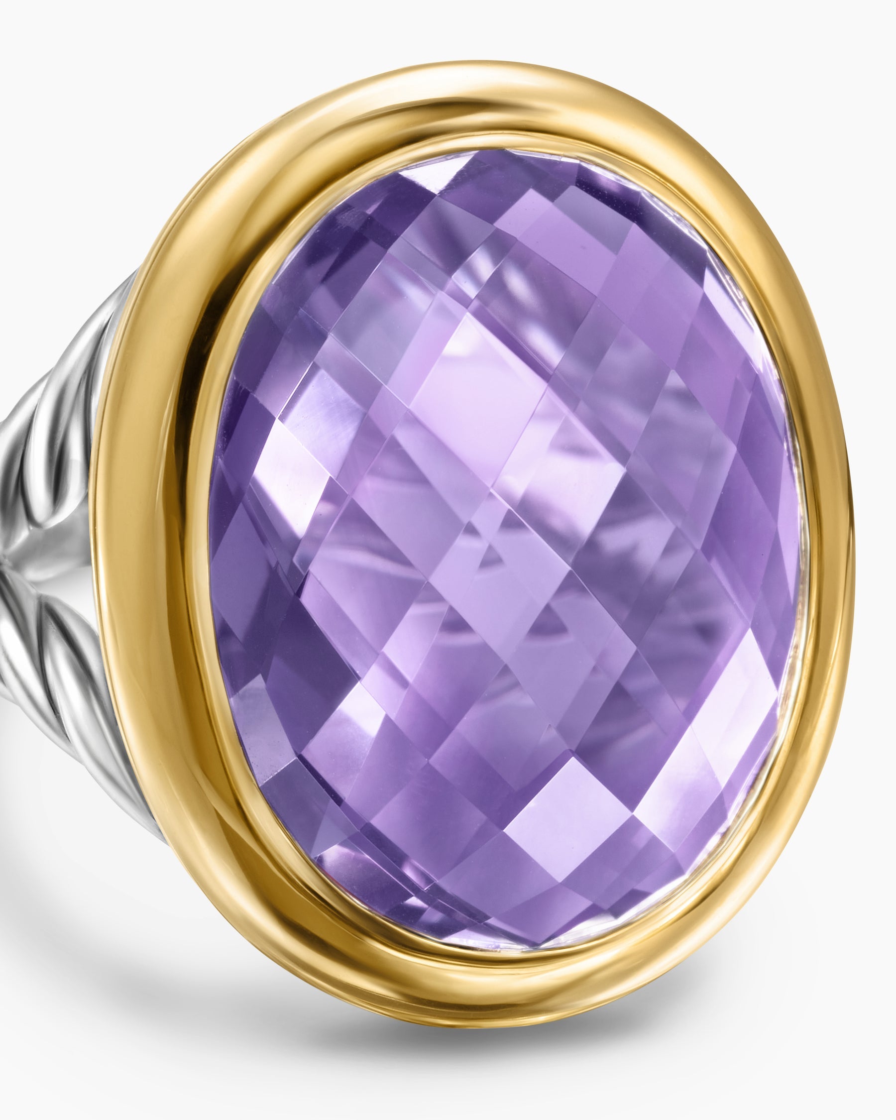 Albion® Oval Ring in Sterling Silver with 18K Yellow Gold and Amethyst, 21mm