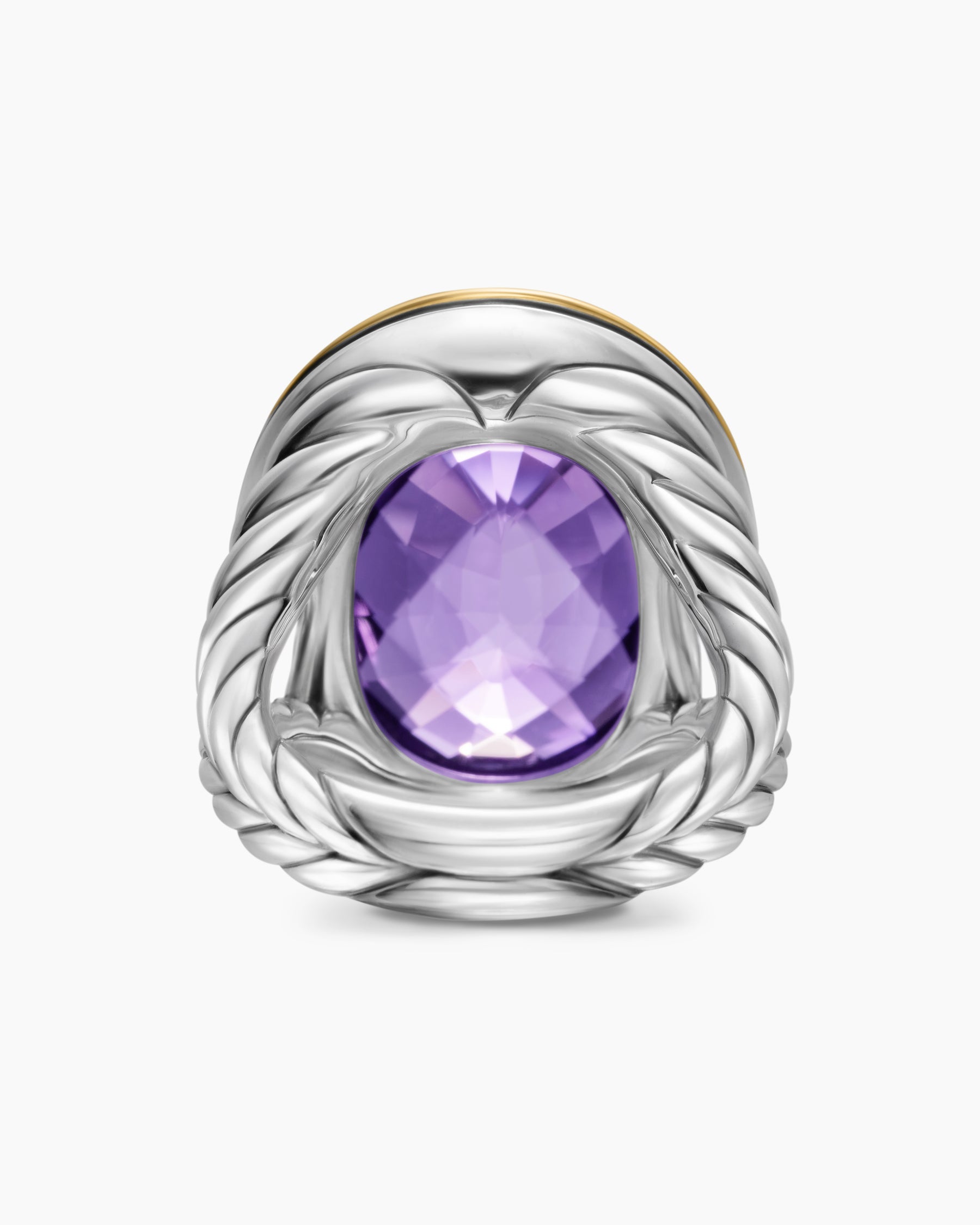 Albion® Oval Ring in Sterling Silver with 18K Yellow Gold and Amethyst, 21mm