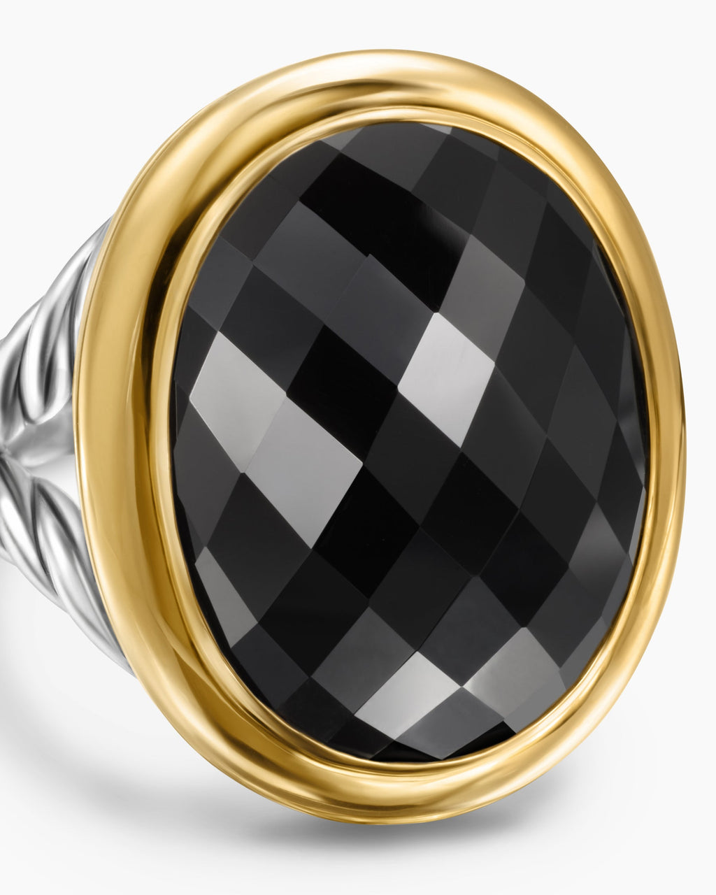 Albion® Oval Ring in Sterling Silver with 18K Yellow Gold and Black Onyx, 21mm