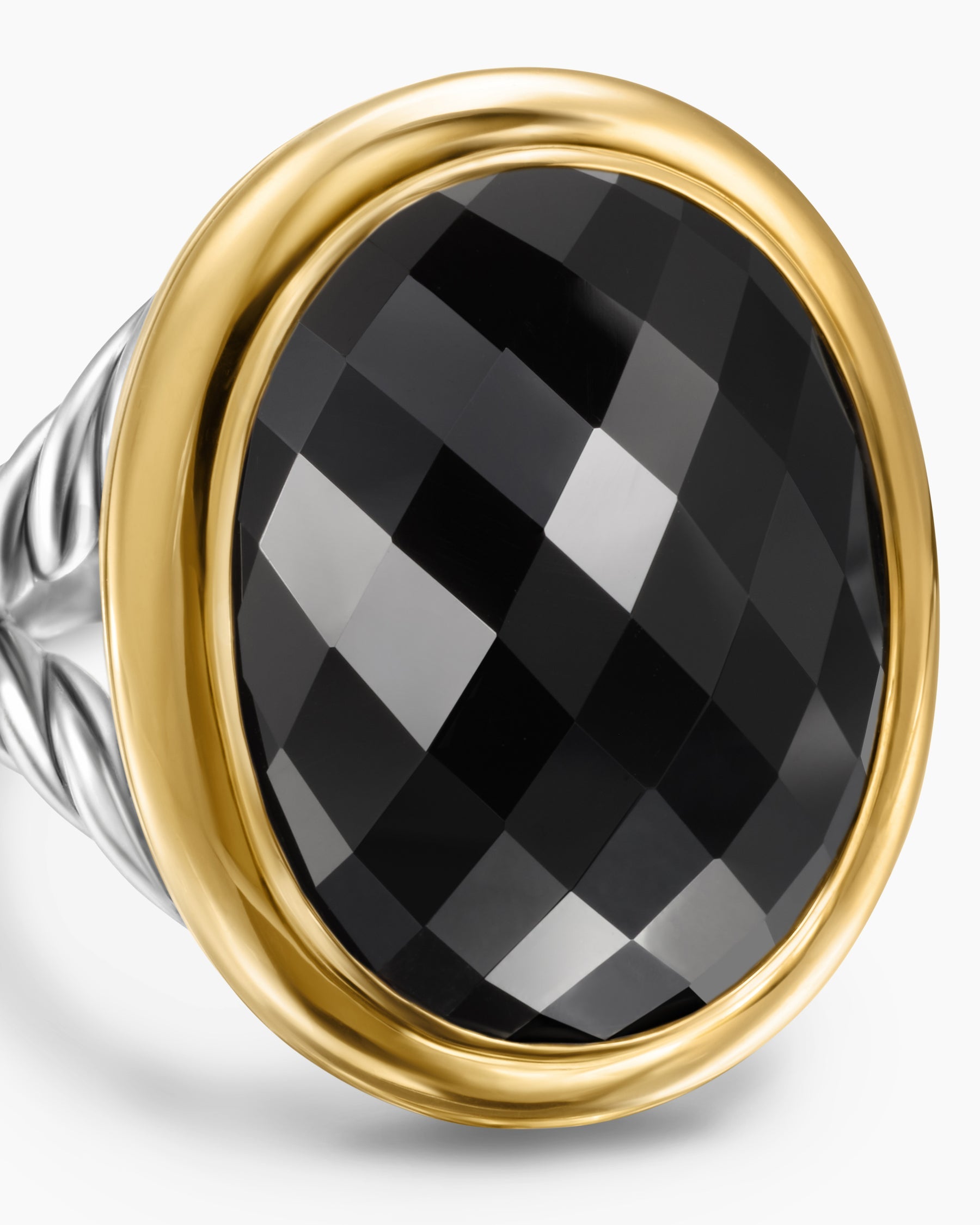 Albion® Oval Ring in Sterling Silver with 18K Yellow Gold and Black Onyx, 21mm