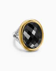 Albion® Oval Ring in Sterling Silver with 18K Yellow Gold and Black Onyx, 21mm