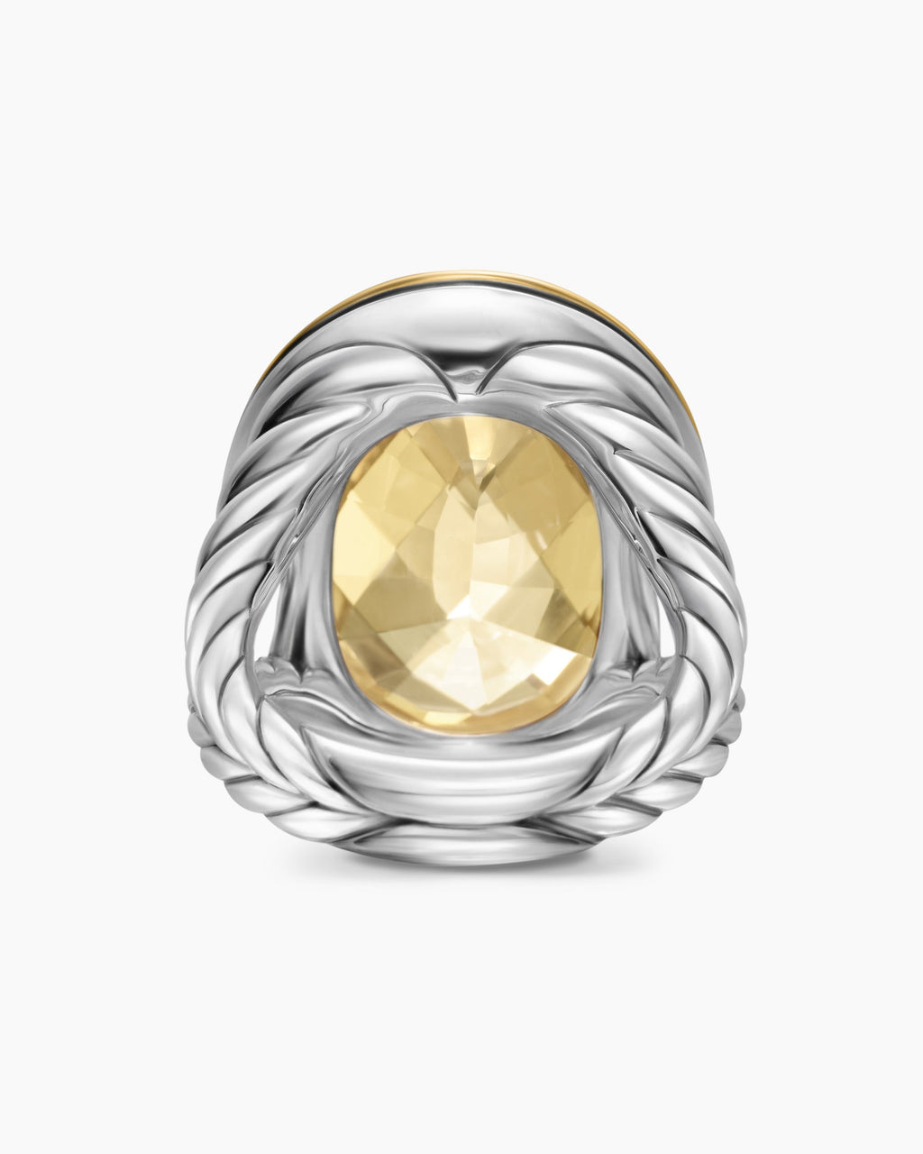 Albion® Oval Ring in Sterling Silver with 18K Yellow Gold and Champagne Citrine, 21mm