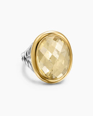 Albion® Oval Ring in Sterling Silver with 18K Yellow Gold and Champagne Citrine, 21mm