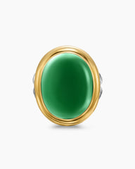 Albion® Oval Ring in Sterling Silver with 18K Yellow Gold and Green Onyx, 21mm