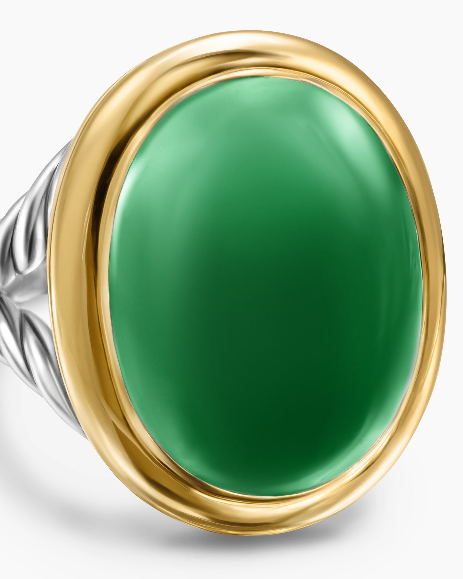 Albion® Oval Ring in Sterling Silver with 18K Yellow Gold and Green Onyx, 21mm