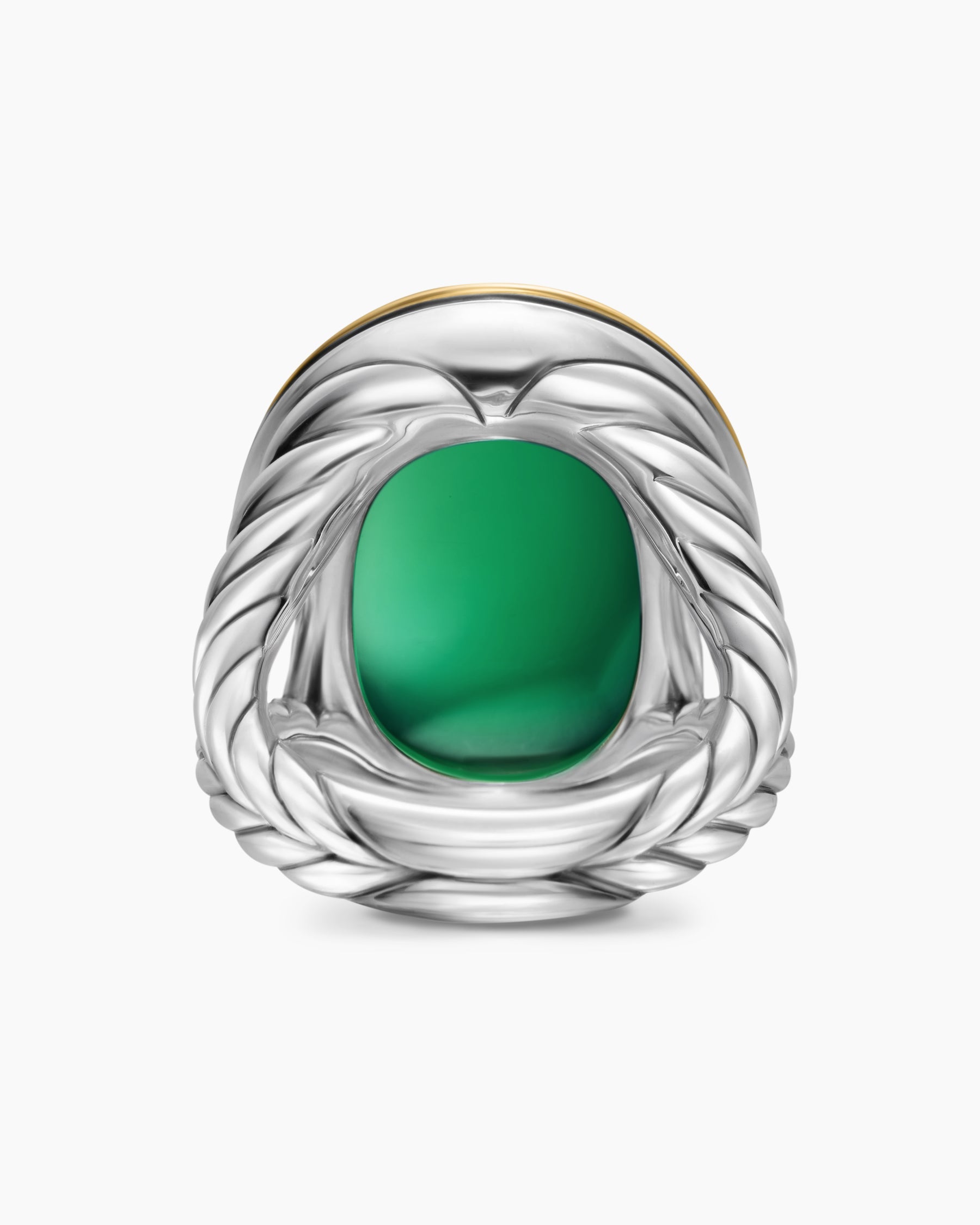 Albion® Oval Ring in Sterling Silver with 18K Yellow Gold and Green Onyx, 21mm