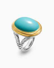 Albion® Oval Ring in Sterling Silver with 18K Yellow Gold and Turquoise, 21mm
