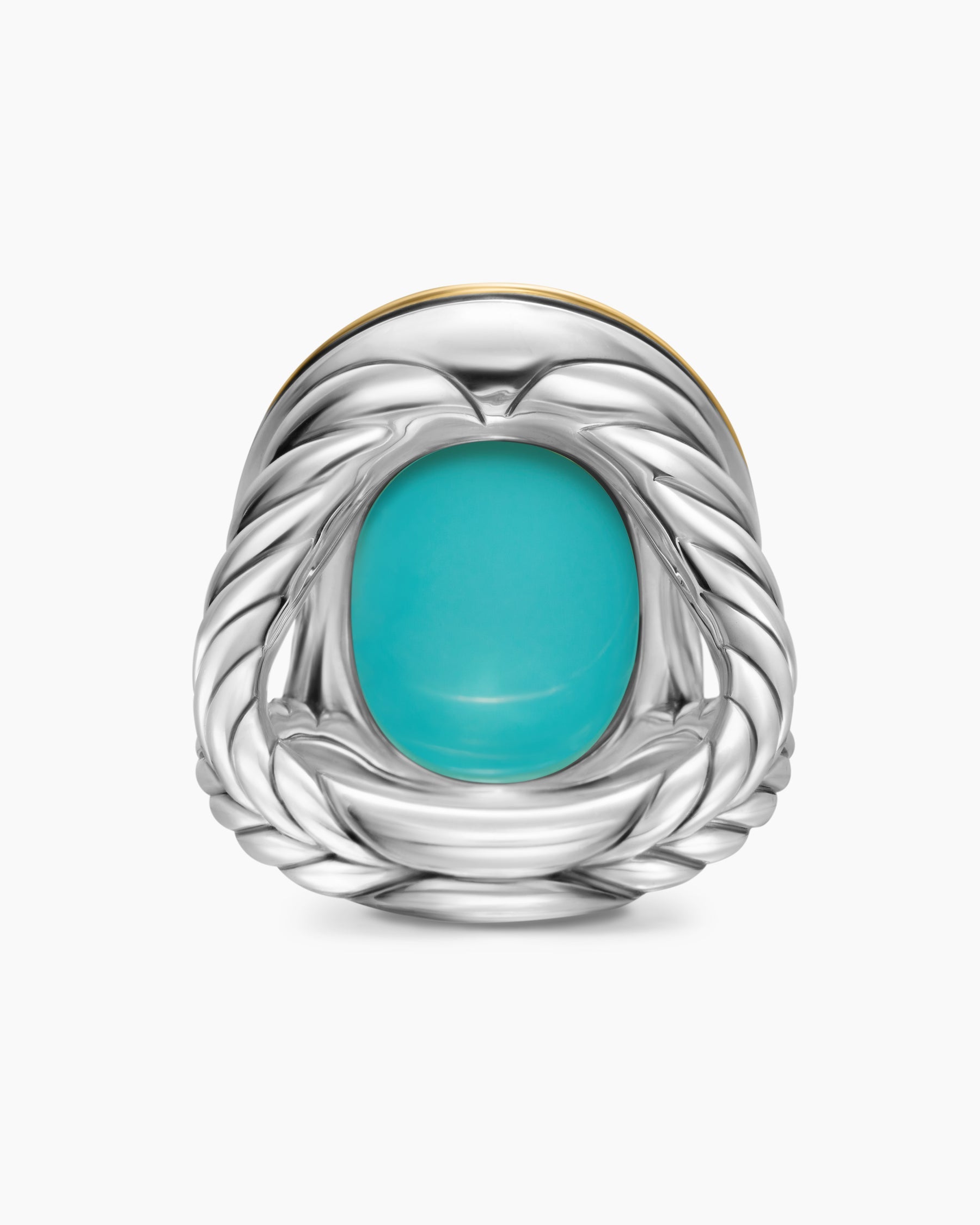 Albion® Oval Ring in Sterling Silver with 18K Yellow Gold and Turquoise, 21mm