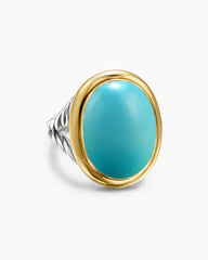 Albion® Oval Ring in Sterling Silver with 18K Yellow Gold and Turquoise, 21mm
