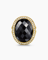 Albion® Oval Ring in 18K Yellow Gold with Black Onyx and Diamonds, 21mm