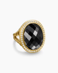 Albion® Oval Ring in 18K Yellow Gold with Black Onyx and Diamonds, 21mm