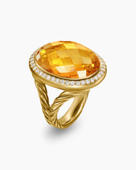 Albion® Oval Ring in 18K Yellow Gold with Citrine and Diamonds, 21mm