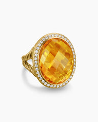 Albion® Oval Ring in 18K Yellow Gold with Citrine and Diamonds, 21mm