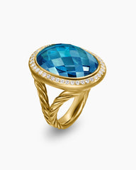 Albion® Oval Ring in 18K Yellow Gold with Hampton Blue Topaz and Diamonds, 21mm