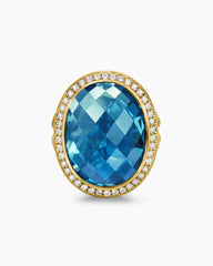 Albion® Oval Ring in 18K Yellow Gold with Hampton Blue Topaz and Diamonds, 21mm