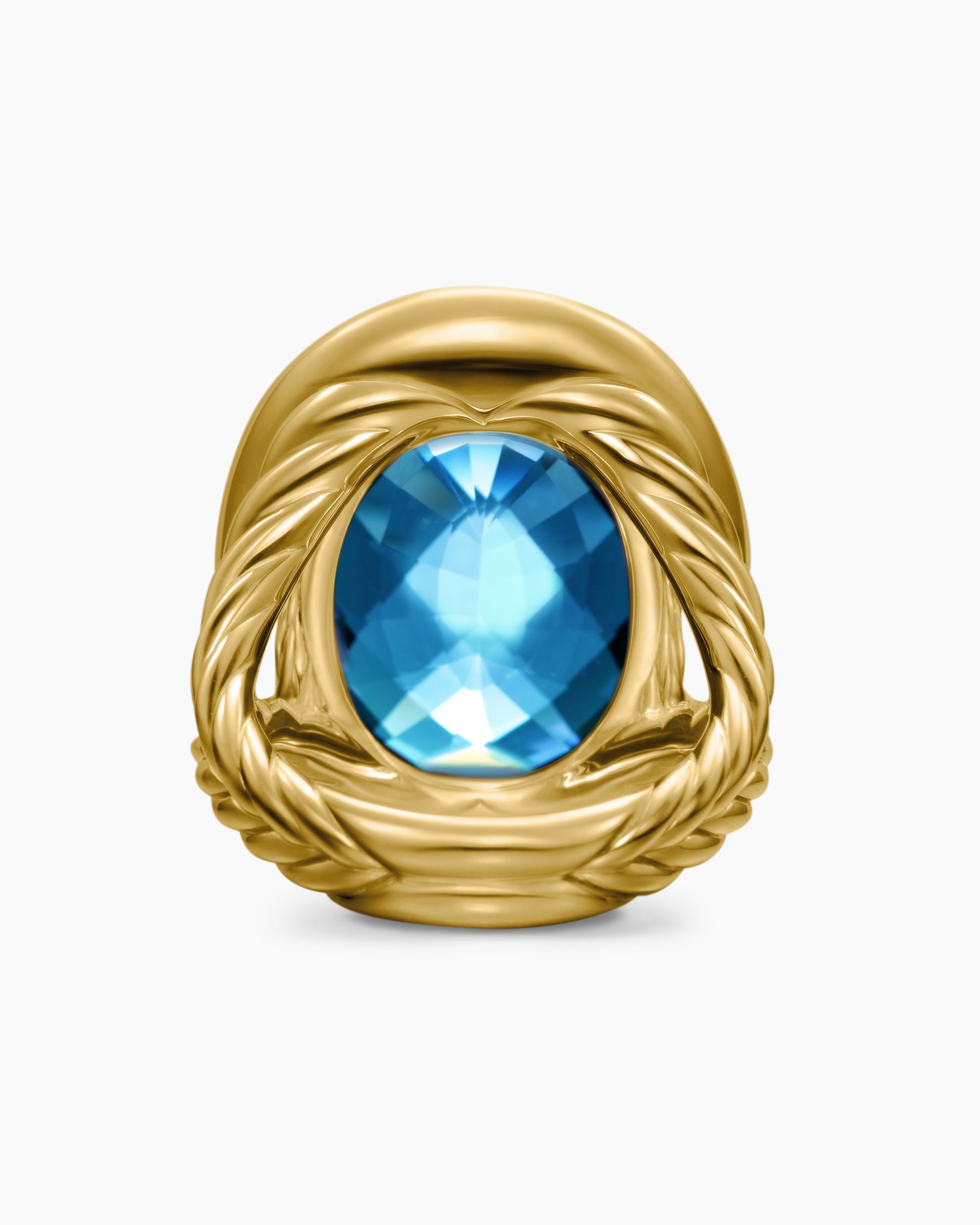 Albion® Oval Ring in 18K Yellow Gold with Hampton Blue Topaz and Diamonds, 21mm