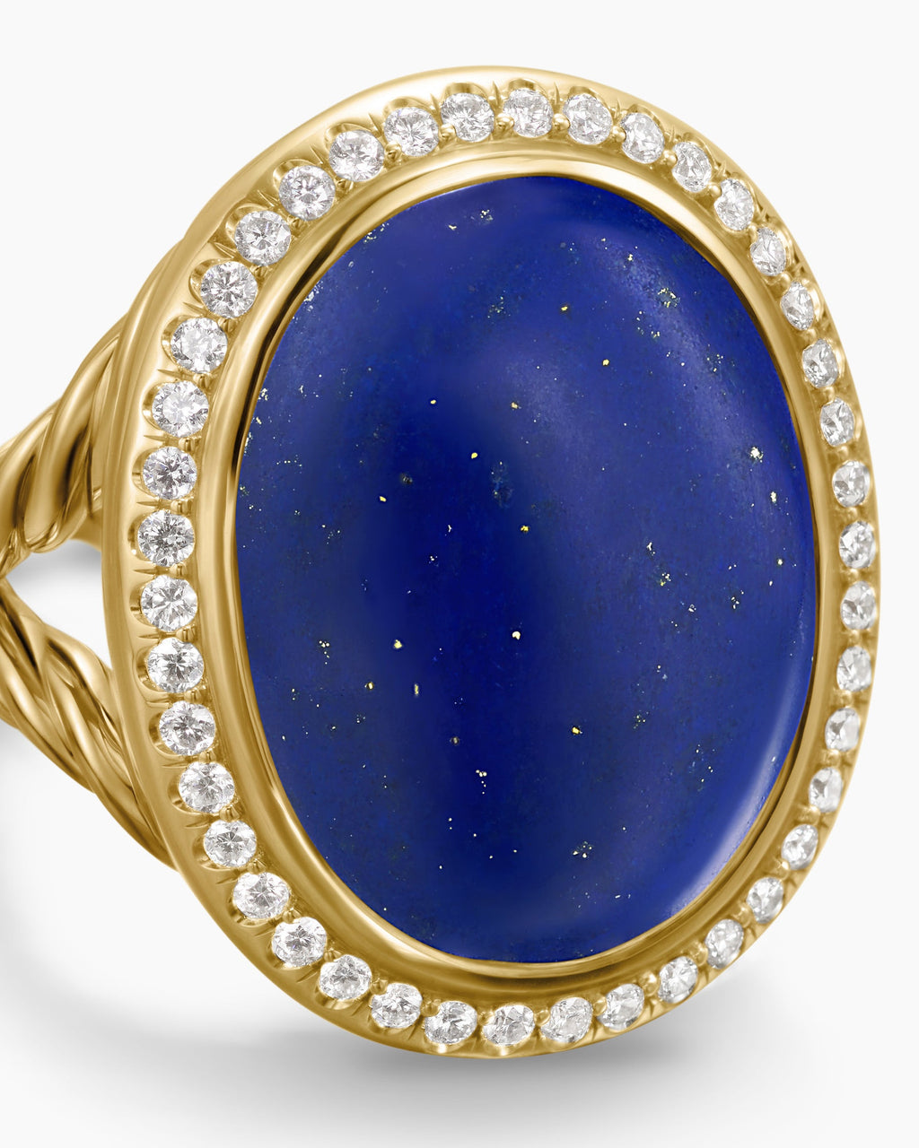 Albion® Oval Ring in 18K Yellow Gold with Lapis Lazuli and Diamonds, 21mm