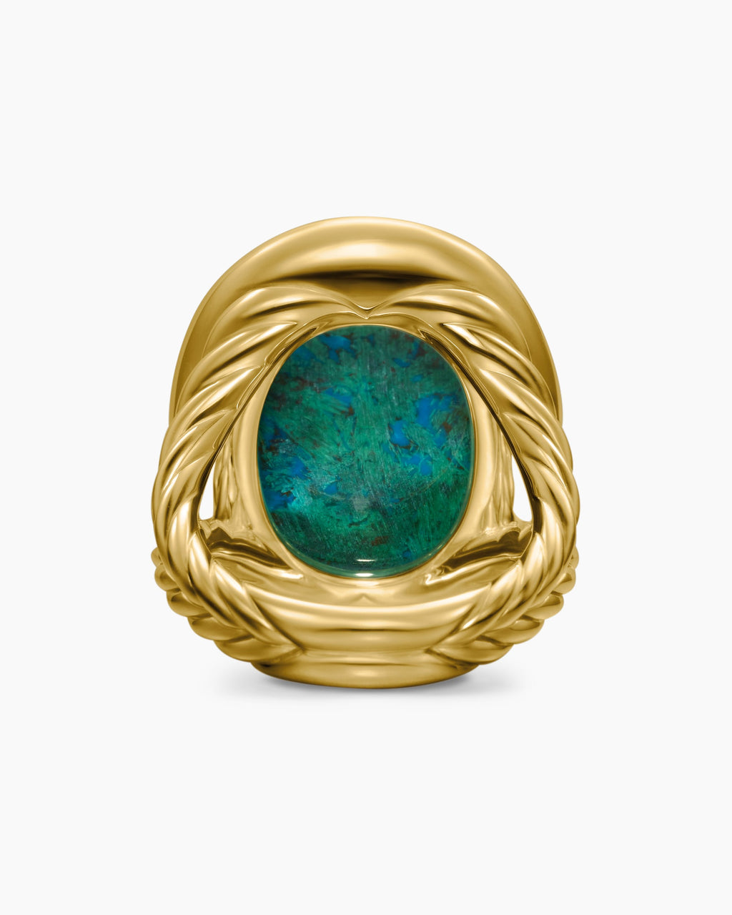 Albion® Oval Ring in 18K Yellow Gold with Chrysocolla and Diamonds, 21mm