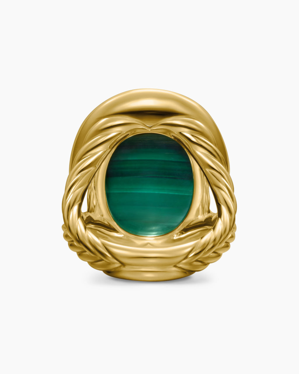 Albion® Oval Ring in 18K Yellow Gold with Malachite and Diamonds, 21mm
