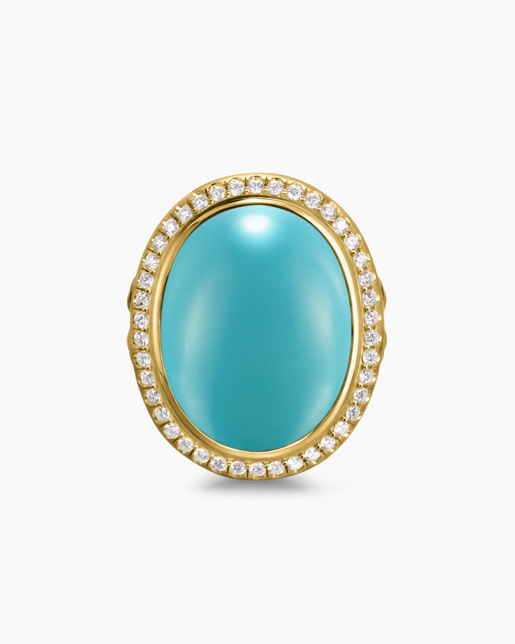 Albion® Oval Ring in 18K Yellow Gold with Turquoise and Diamonds, 21mm