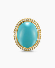 Albion® Oval Ring in 18K Yellow Gold with Turquoise and Diamonds, 21mm