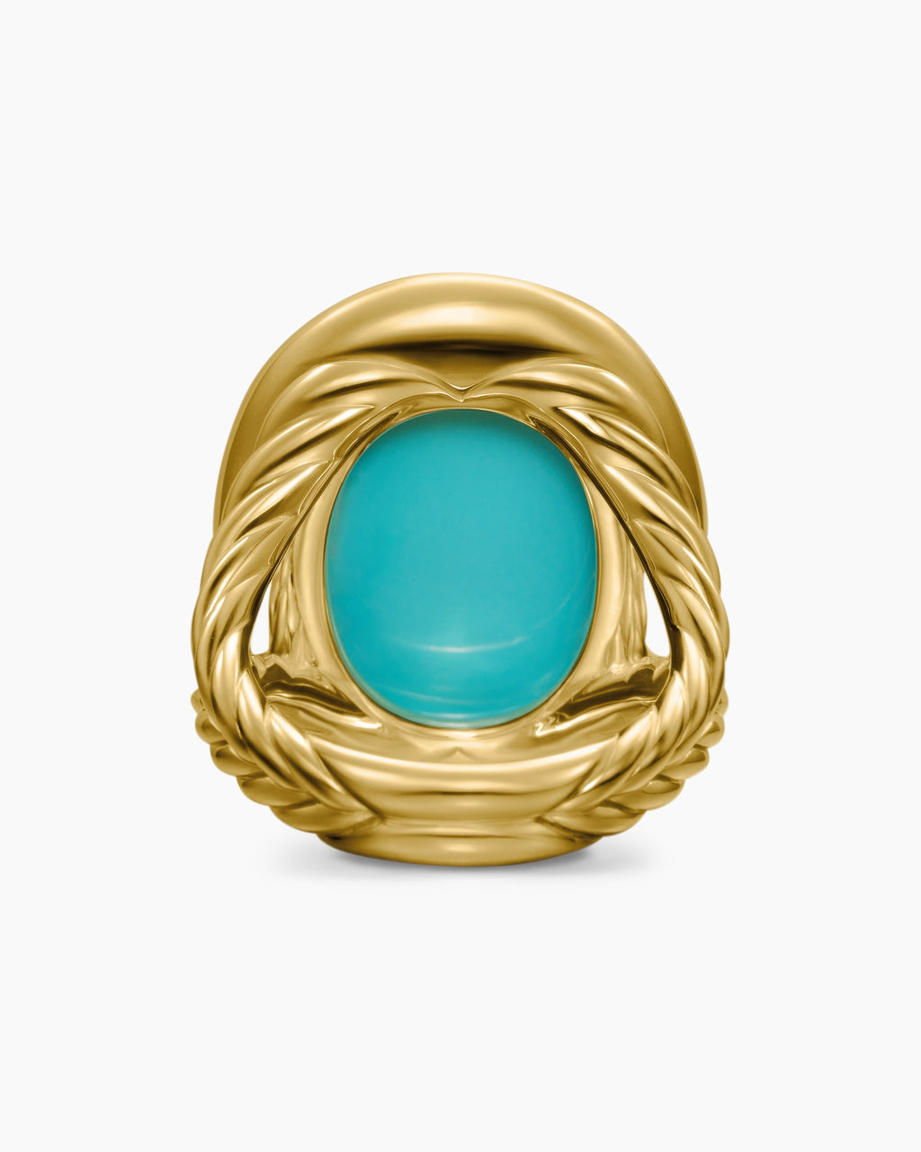 Albion® Oval Ring in 18K Yellow Gold with Turquoise and Diamonds, 21mm