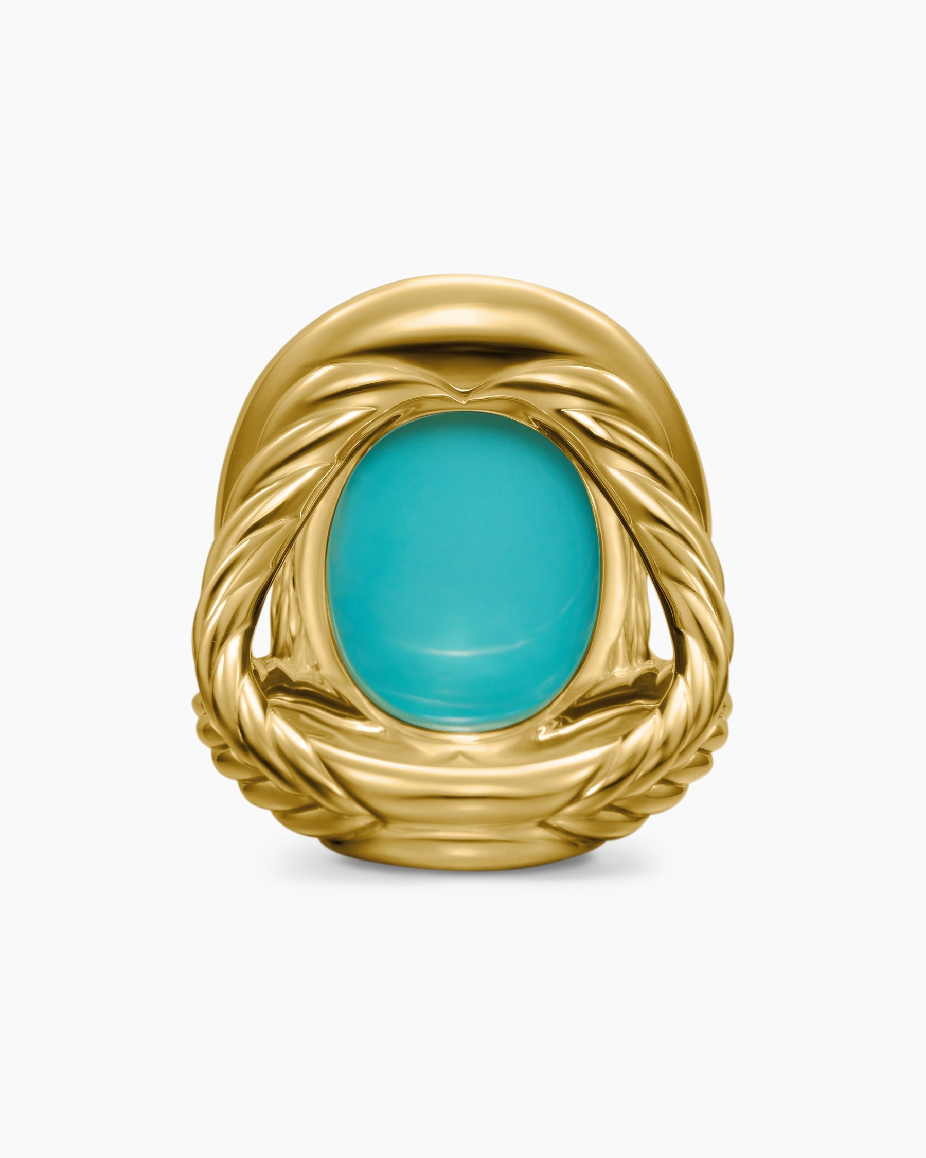 Albion® Oval Ring in 18K Yellow Gold with Turquoise and Diamonds, 21mm