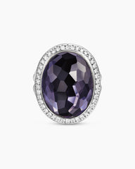 Albion® Oval Ring in Sterling Silver with Black Orchid and Diamonds, 21mm