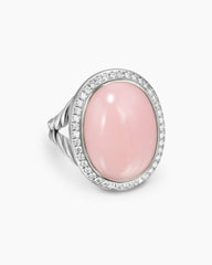 Albion® Oval Ring in Sterling Silver with Pink Opal and Diamonds, 21mm