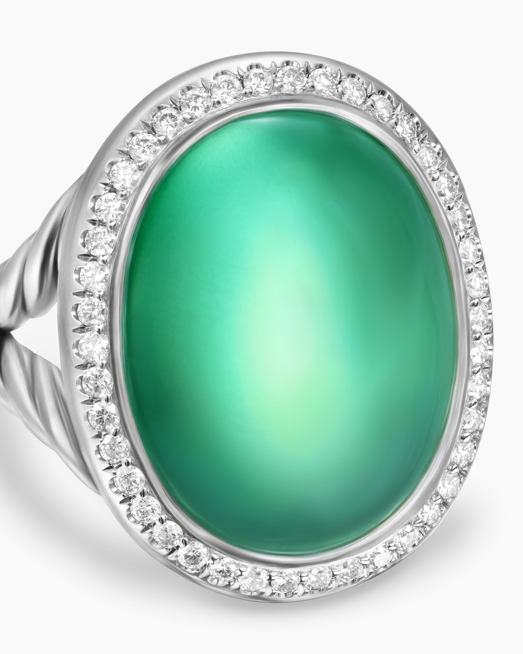 Albion® Oval Ring in Sterling Silver with Lagoon Orchid and Diamonds, 21mm