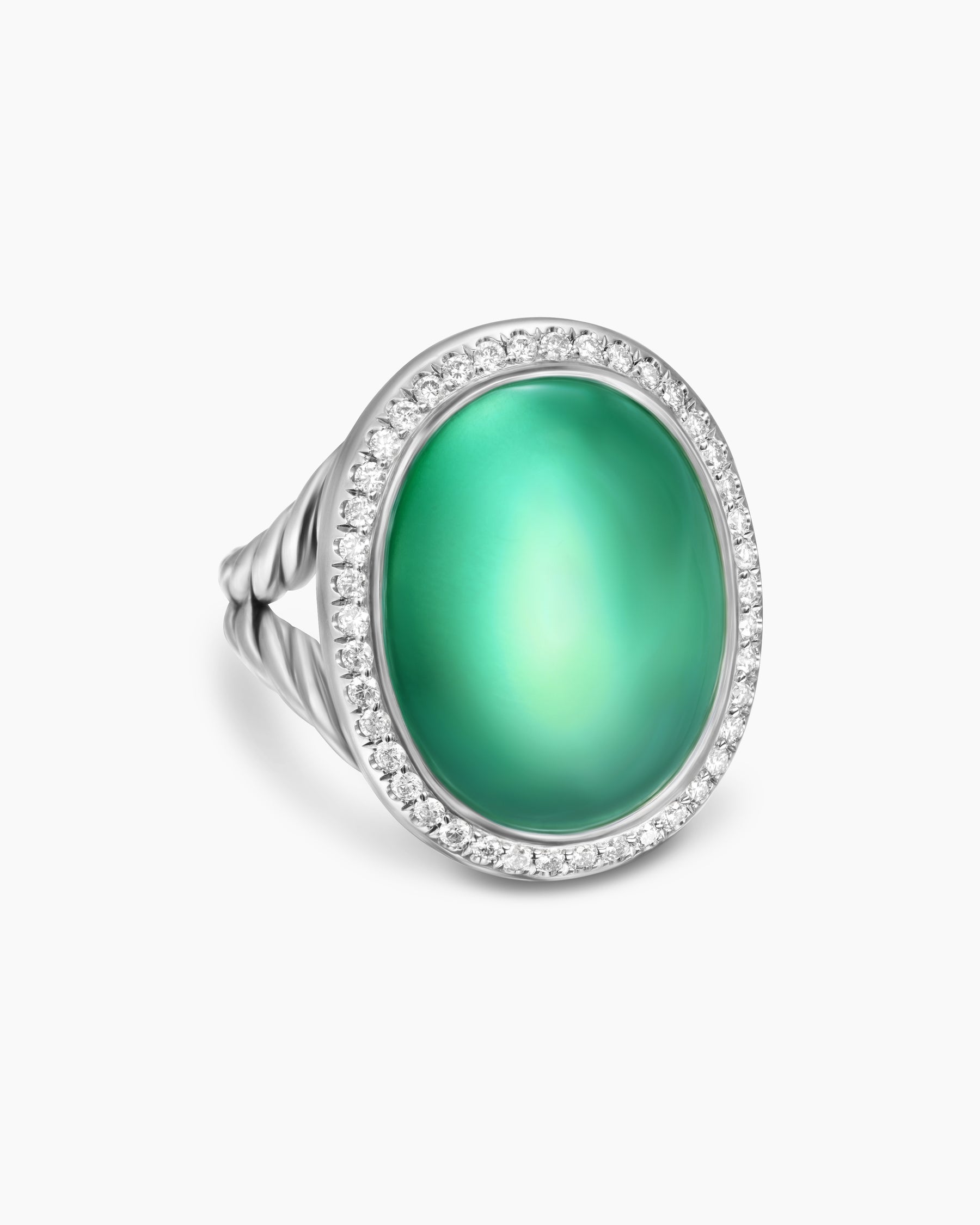 Albion® Oval Ring in Sterling Silver with Lagoon Orchid and Diamonds, 21mm