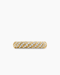Sculpted Cable Band Ring in 18K Yellow Gold with Diamonds, 4.6mm
