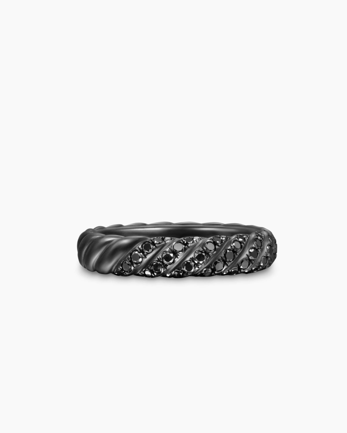 Sculpted Cable Band Ring in Black Titanium with Black Diamonds, 4.5mm