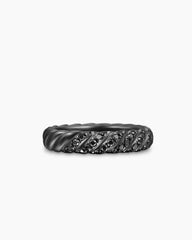 Sculpted Cable Band Ring in Black Titanium with Black Diamonds, 4.5mm