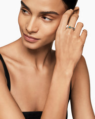 Petite Cable Ring in Sterling Silver with 14K Yellow Gold and Blue Topaz, 2.8mm