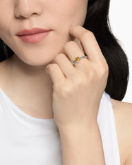 Petite Cable Ring in Sterling Silver with 14K Yellow Gold and Citrine, 2.8mm