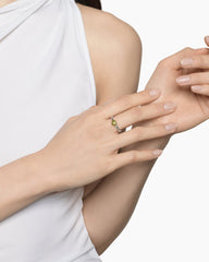 Petite Cable Ring in Sterling Silver with 14K Yellow Gold and Peridot, 2.8mm