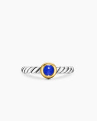 Petite Cable Ring in Sterling Silver with 14K Yellow Gold and Lapis Lazuli, 2.8mm