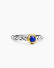 Petite Cable Ring in Sterling Silver with 14K Yellow Gold and Lapis Lazuli, 2.8mm