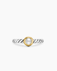 Petite Cable Ring in Sterling Silver with 14K Yellow Gold and Pearl, 2.8mm