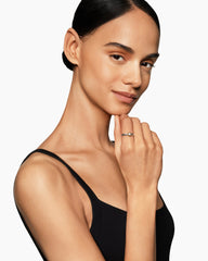 Petite Cable Ring in Sterling Silver with 14K Yellow Gold and Pearl, 2.8mm