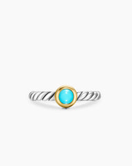 Petite Cable Ring in Sterling Silver with 14K Yellow Gold and Turquoise, 2.8mm