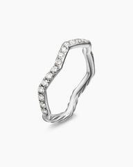 Zig Zag Stax™ Ring in Sterling Silver with Diamonds, 2mm