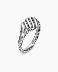 Sculpted Cable Heart Pinky Ring in Sterling Silver, 9mm