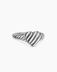 Sculpted Cable Heart Pinky Ring in Sterling Silver, 9mm