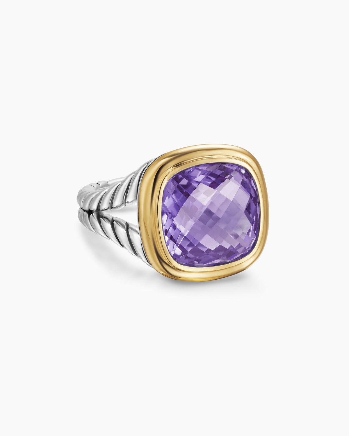 Albion® Ring in Sterling Silver with 18K Yellow Gold and Amethyst, 11mm