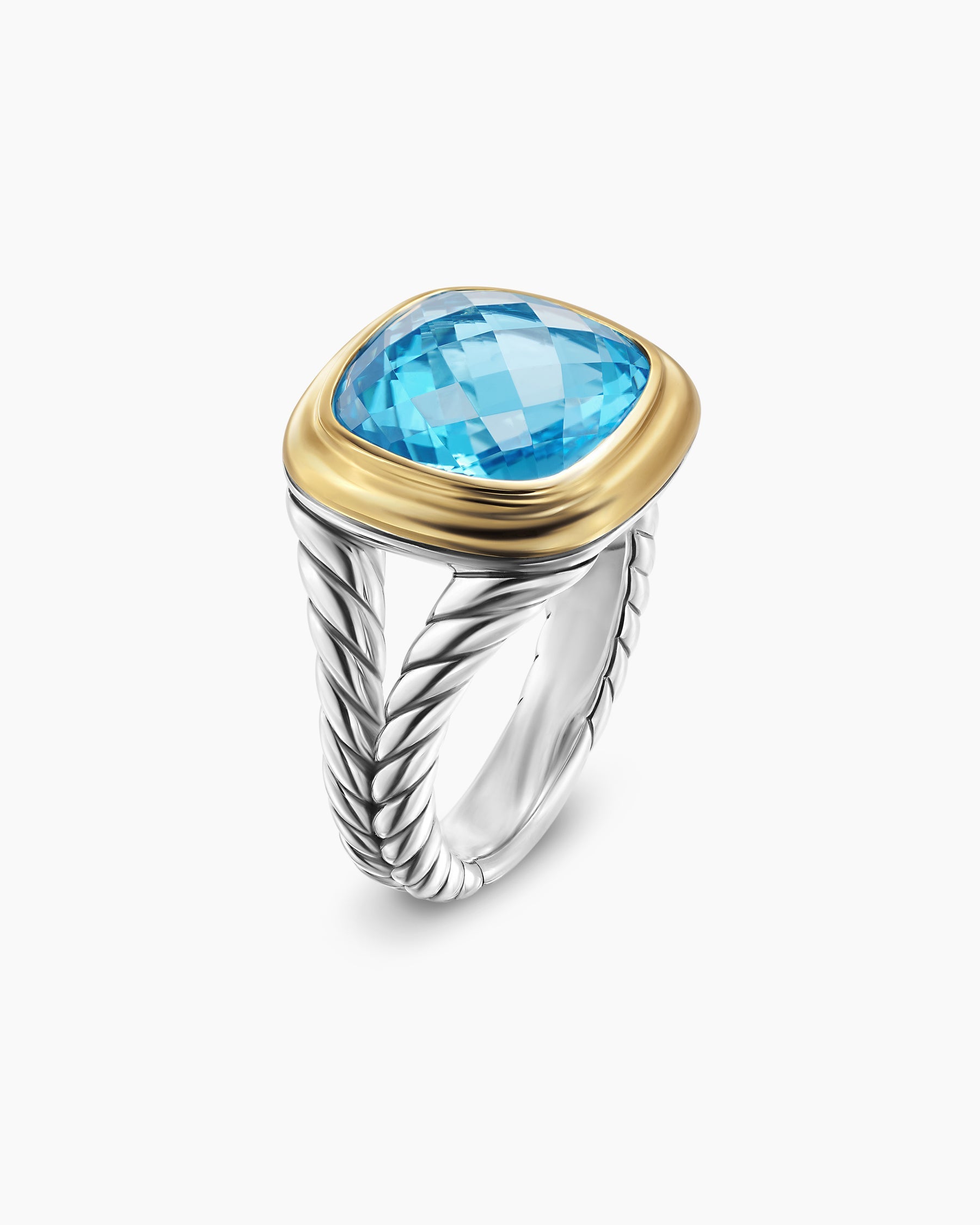 Albion® Ring in Sterling Silver with 18K Yellow Gold and Blue Topaz, 11mm